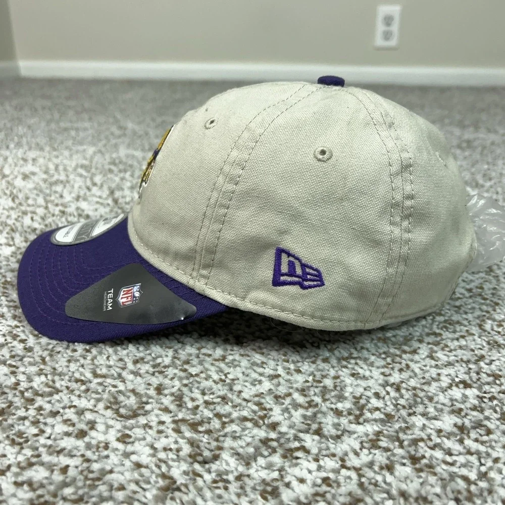 Minnesota Vikings Mens Hat Strap Back Beige Purple Cap Football New Era NFL Logo